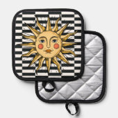 黄色い太陽と顔 鍋敷き (正面/裏面)