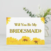 黄色い太陽のひまわり、あなたは私のウェディングパーティーに？ 招待状 (スタンド正面)