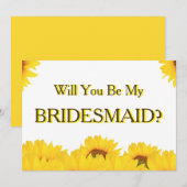 黄色い太陽のひまわり、あなたは私のウェディングパーティーに？ 招待状 (正面/裏面)