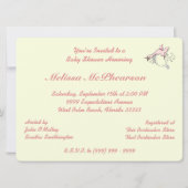 黄色い女の赤ちゃんのフラミンゴ 招待状 (裏面)