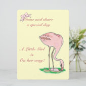 黄色い女の赤ちゃんのフラミンゴ 招待状 (スタンド正面)