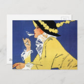 黄色い女性が酒を飲んでいる ポストカード (正面/裏面)