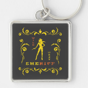 黄色い女性のカーボーイKeychain キーホルダー