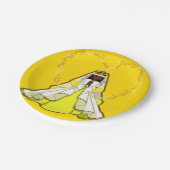 黄色い女王の紙皿7つ ペーパープレート (アングル)