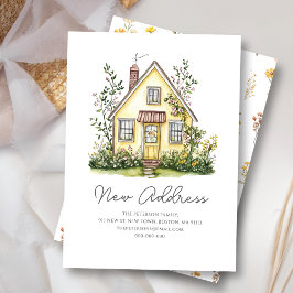 黄色い家の野の花 | 新しい家の住所 ノートカード