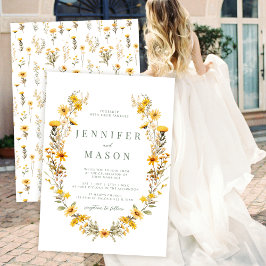 黄色い小さな花ヤナギ結婚式招待状 招待状