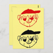 黄色い少年たちと野球帽のパーティー ポストカード (正面/裏面)