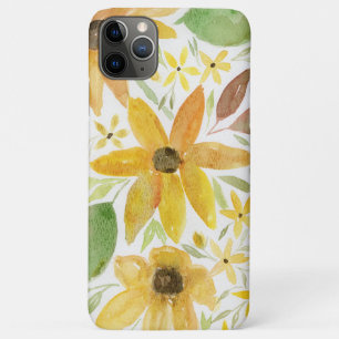 黄色い山の花とひまわりの水色 iPhone 11 PRO MAXケース