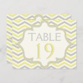 黄色い山形のジグザグ結婚形のテーブル番号 ポストカード (正面/裏面)
