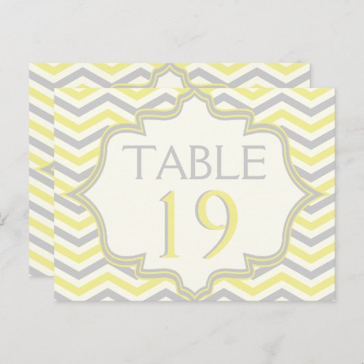 黄色い山形のジグザグ結婚形のテーブル番号 ポストカード (正面/裏面)