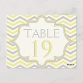 黄色い山形のジグザグ結婚形のテーブル番号 ポストカード (裏面)