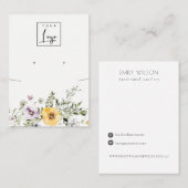 黄色い山花の薄紫の耳飾りのロゴ表示 名刺 (正面/裏面)