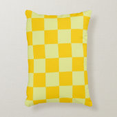黄色い市松模様にギンガムパターン アクセントクッション (正面(垂直))