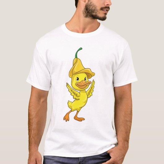 黄色い帽子をかぶったアヒル Tシャツ (正面)