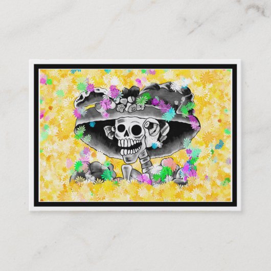 黄色い帽子をかぶった笑う骨格女性 名刺 (正面)