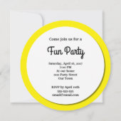 黄色い微笑のEmojiはパーティの招待状に直面します 招待状 (裏面)