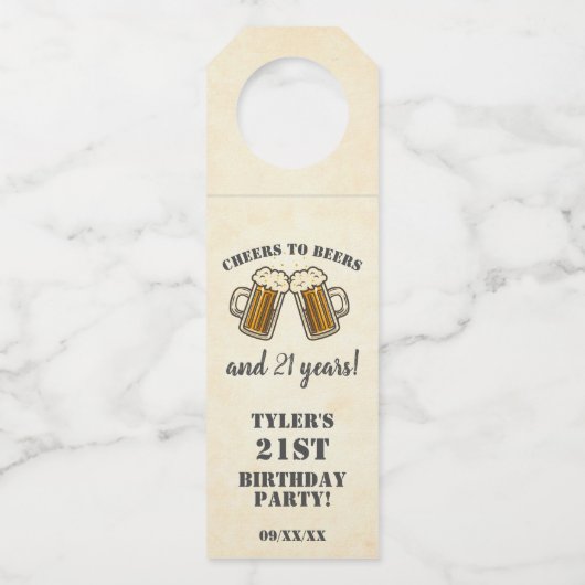 黄色い応援が21歳の誕生日パーティーに ボトルネックタグ (正面)