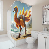 黄色い恐竜の鳥 シャワーカーテン (インサイチュ)