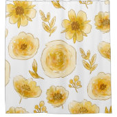 黄色い手描き花 シャワーカーテン (正面)