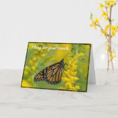 黄色い折り畳まれたグリーティングカードの海の（昆虫）オオカバマダラ、モナーク カード (黄色い花)