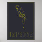 黄色い折り紙のオウムの肯定ポスター ポスター (正面)