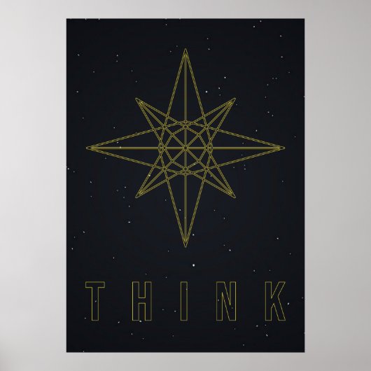 黄色い折り紙の星の肯定のポ考えスタ ポスター (正面)