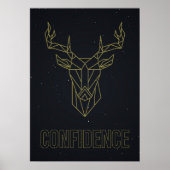 黄色い折り紙の鹿の肯定のポスター。自信 ポスター (正面)