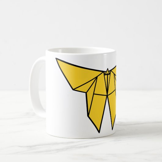 黄色い折り紙バタフライマグ コーヒーマグカップ (正面左)