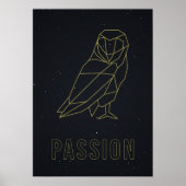 黄色い折り紙フクロウ肯定ポスター。情熱 ポスター (正面)