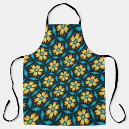 黄色い抽象芸術花 エプロン