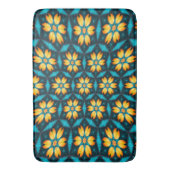 黄色い抽象芸術花 バスマット (正面縦)