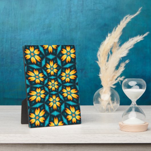 黄色い抽象芸術花 フォトプラーク (側面)