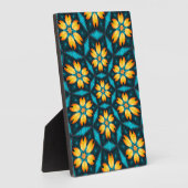 黄色い抽象芸術花 フォトプラーク (側面)