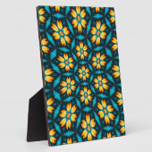 黄色い抽象芸術花 フォトプラーク (側面)