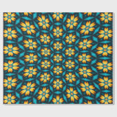 黄色い抽象芸術花 ラッピングペーパー (フラット)