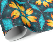 黄色い抽象芸術花 ラッピングペーパー (ロールコーナー)