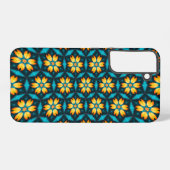 黄色い抽象芸術花 SAMSUNG GALAXYケース (裏面横)