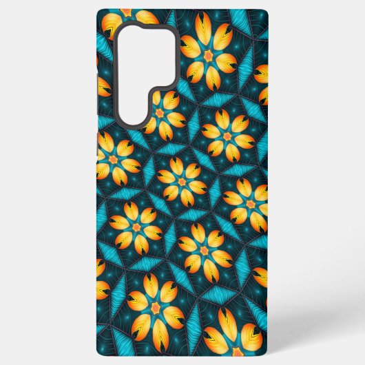 黄色い抽象芸術花 SAMSUNG GALAXYケース (裏面)