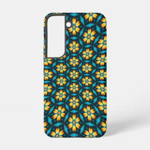 黄色い抽象芸術花 SAMSUNG GALAXY S22ケース