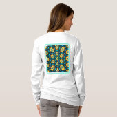 黄色い抽象芸術花 Tシャツ (裏面フル)