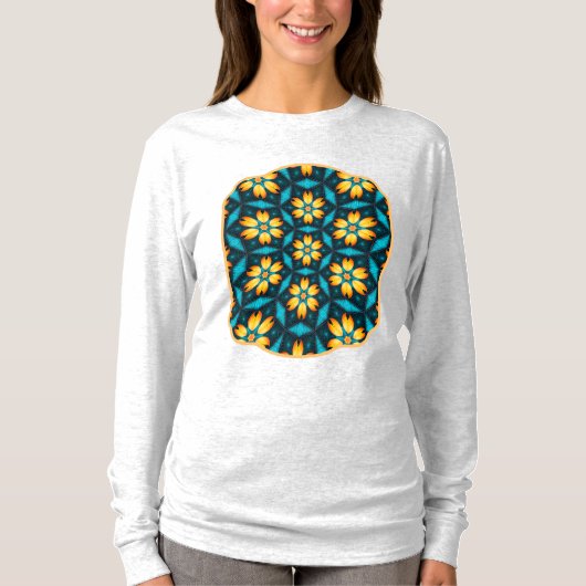 黄色い抽象芸術花 Tシャツ (正面)