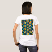 黄色い抽象芸術花 Tシャツ (裏面フル)