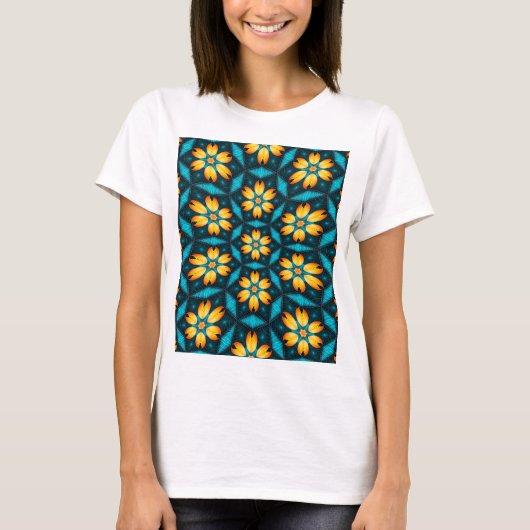 黄色い抽象芸術花 Tシャツ (正面)
