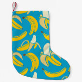 黄色い新鮮な果物の熱帯バナナのシームレスパター スモールクリスマスストッキング (正面)