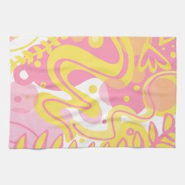 黄色い旋回植物 キッチンタオル