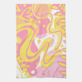 黄色い旋回植物 キッチンタオル (縦)