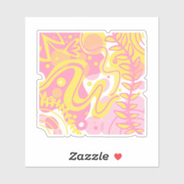 黄色い旋回植物 シール