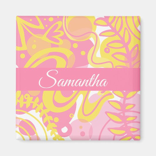 黄色い旋回植物 マグネット (正面)