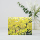 黄色い日本のイチョウの木の旅行プリント ポストカード (スタンド正面)