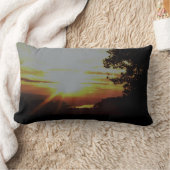 黄色い日没の枕 ランバークッション (ブランケット)